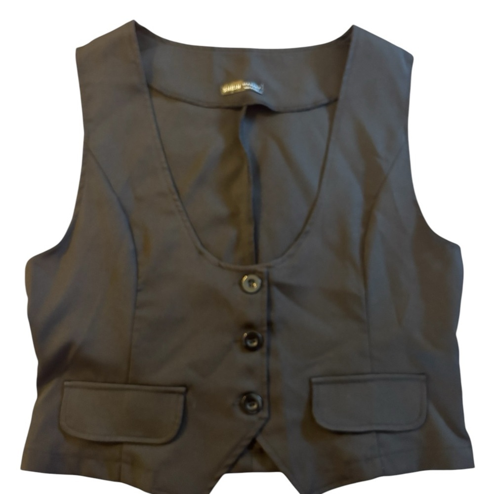 SHEIN Black Button-Up Vest